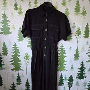 Stelen Black Button-Up Jumpsuit.